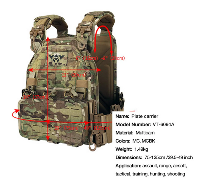 Плитоноска Якеда Yakeda VT-6094A Мультикам швидкий скид 4 точки. Тканина Cordura 1000D 756 фото