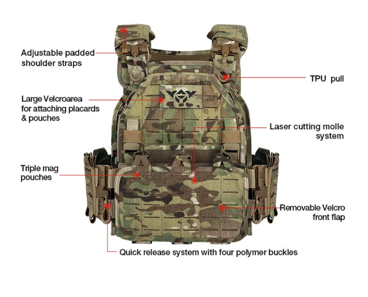 Плитоноска Якеда Yakeda VT-6094A Мультикам швидкий скид 4 точки. Тканина Cordura 1000D 756 фото