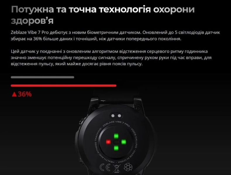 Тактичний cмарт-годинник Zeblaze Vibe 7 Pro Black ZV7PB фото