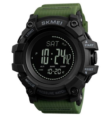 Тактичний годинник Skmei 1358 Green 3ATM влагостійкі та ударостійкі з компасом, барометром AP95345 фото