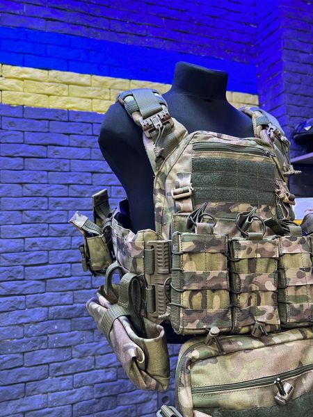 Плитоноска тактична Warmor Multicam Gen.3 Max, швидке скидання 4 точки. З МАКСИМАЛЬНОЮ КОМПЛЕКТАЦІЄЮ ПІДСУМКІВ. 750 фото