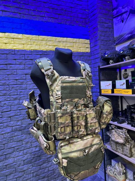 Плитоноска тактична Warmor Multicam Gen.3 Max, швидке скидання 4 точки. З МАКСИМАЛЬНОЮ КОМПЛЕКТАЦІЄЮ ПІДСУМКІВ. 750 фото