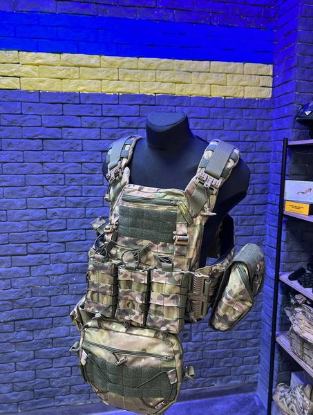 Плитоноска тактична Warmor Multicam Gen.3 Max, швидке скидання 4 точки. З МАКСИМАЛЬНОЮ КОМПЛЕКТАЦІЄЮ ПІДСУМКІВ. 750 фото